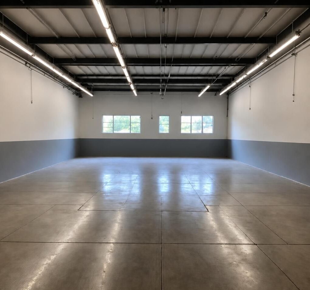 An empty garage cleared out to prepare my garage for a floor coating installation